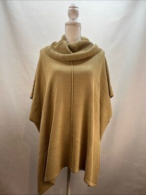 Melissa Paige Cowl Neck Poncho Sweater Warm Beige NWT L/XL